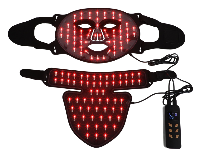 LED maska se světelnou terapií a NIR světlem na obličej a krk