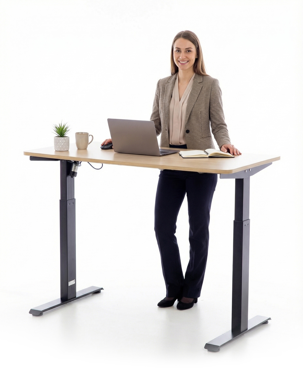 Výškově nastavitelný stůl UNIZDRAV 120x60 cm, hnědý dub