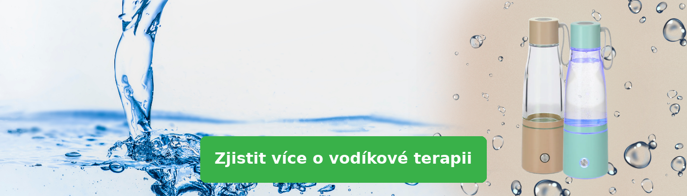 Banner s lahvemi na vodíkovou vodu