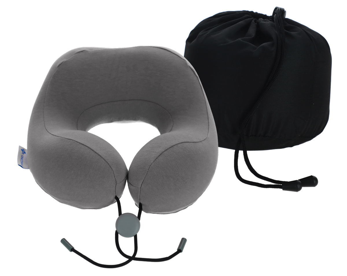 Cestovní ergonomický polštář z paměťové pěny, antracitový