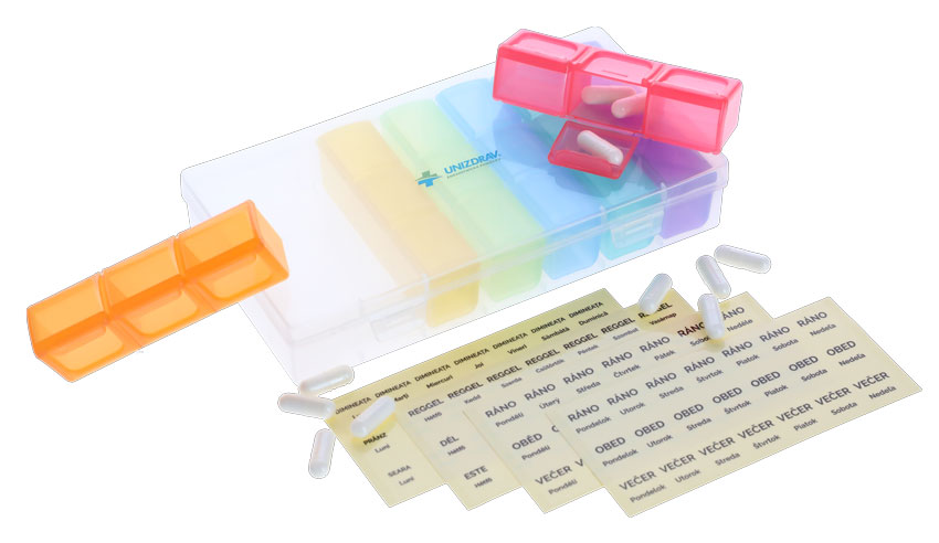 Dávkovač léků UNIZDRAV - denní + týdenní