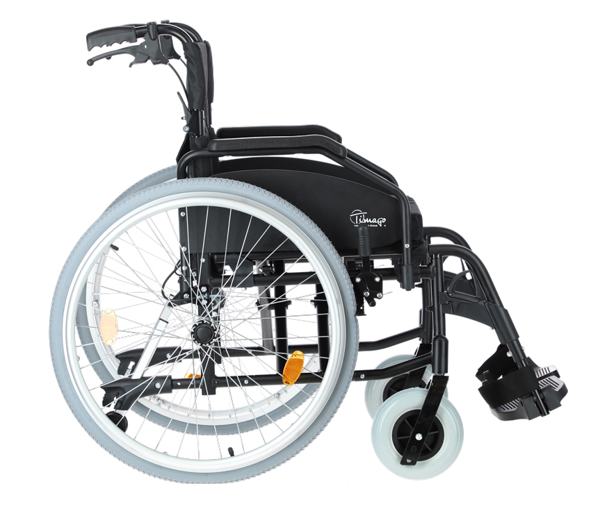 Invalidní vozík odlehčený s brzdami pro doprovod