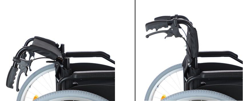 Invalidní vozík odlehčený s brzdami pro doprovod