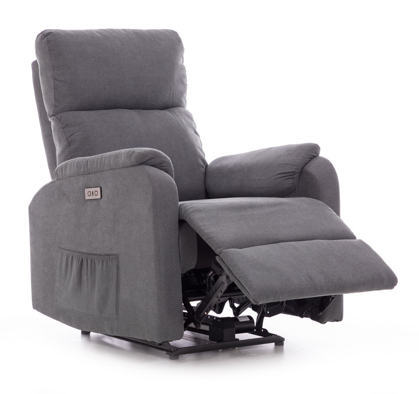 Relaxační polohovací křeslo COMFORT s funkcí masáže a výhřevu, antracitová látka