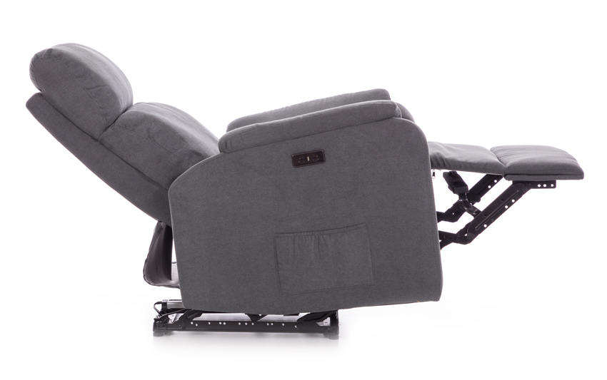 Relaxační polohovací křeslo COMFORT s funkcí masáže a výhřevu, antracitová látka