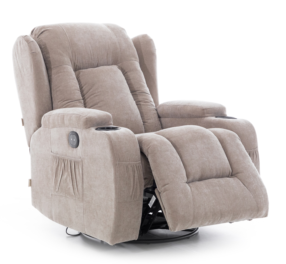 Relaxační polohovací křeslo, tmavoběžová látka