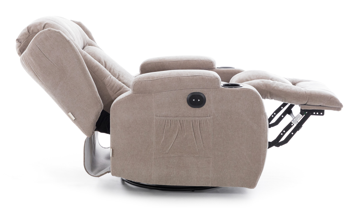 Relaxační polohovací křeslo, tmavoběžová látka