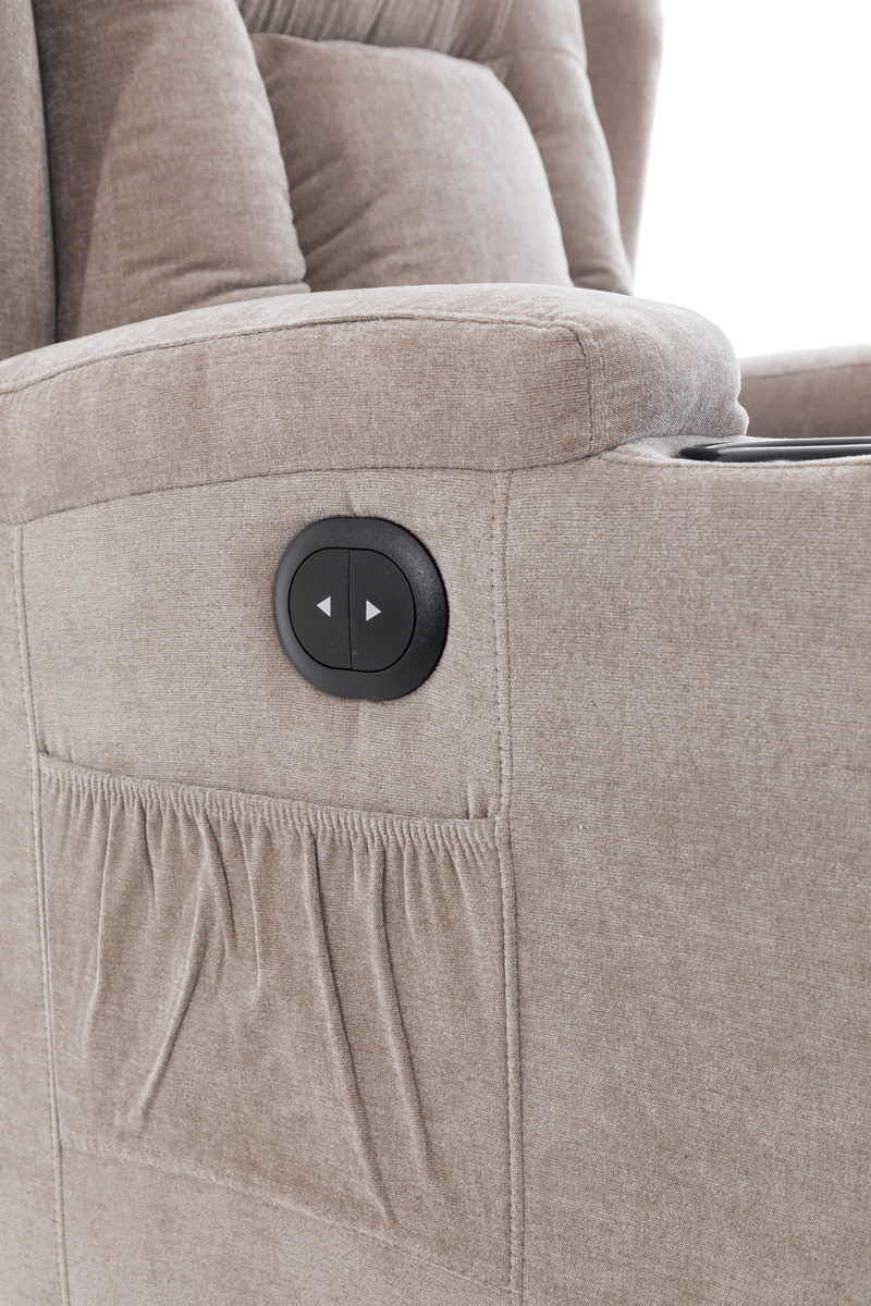 Relaxační polohovací křeslo, tmavoběžová látka