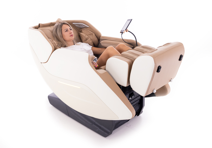 Masážní elektrické křeslo RelaxPro 3D MASSAGER, bílo-hnědé