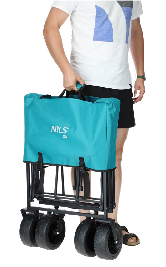 Skládací přepravní vozík s nosností 90kg, tyrkysový