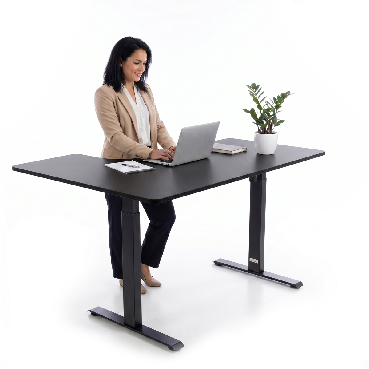 Výškově nastavitelný stůl UNIZDRAV 160x110 cm, černý – pravý roh
