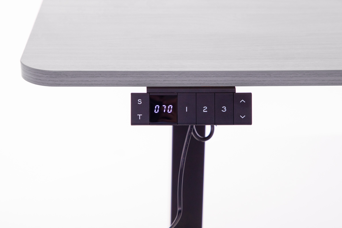 Výškově nastavitelný stůl UNIZDRAV 160x110 cm, šedý – pravý roh