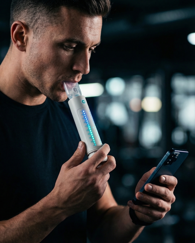 Bluetooth trenažér plic OPUMP