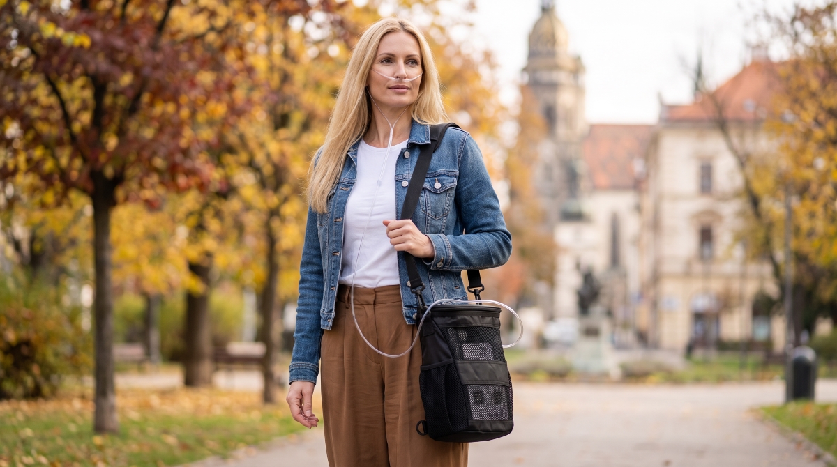 Přenosný kyslíkový koncentrátor Venus 6 s vestavěnou i externí baterií