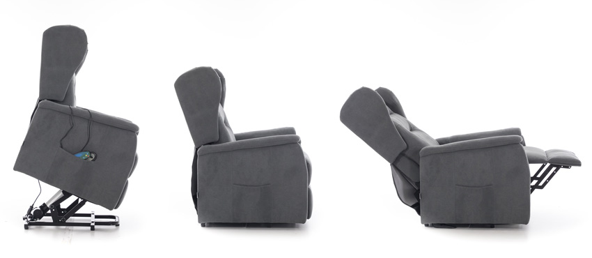 Masážní polohovací křeslo s vyklápěním COMFORT+, antracitová látka