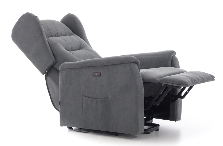 Relaxační polohovací křeslo COMFORT Ušák s funkcí masáže a výhřevu, antracitová látka