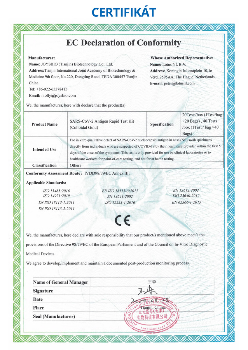Slinný antigenní certifikovaný test na COVID-19, 1 ks