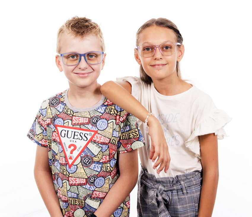Brýle proti modrému světlu pro děti růžové UNIZDRAV + pouzdro, sáček a testovací sada