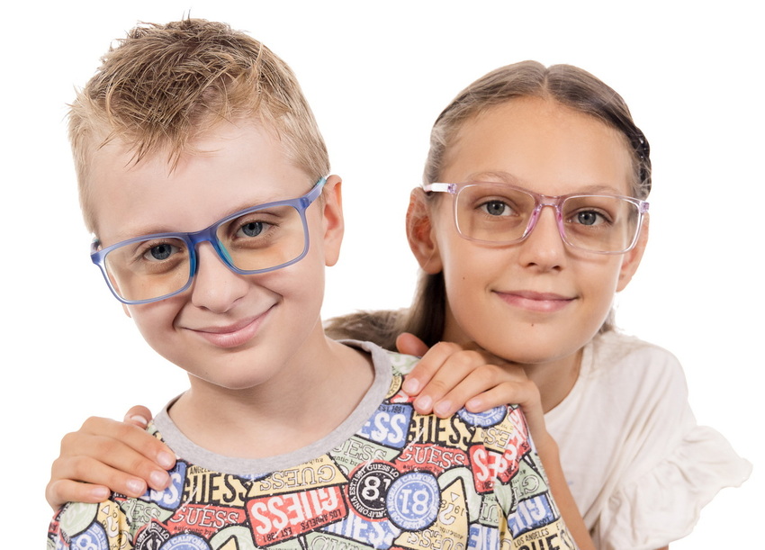 Brýle proti modrému světlu pro děti růžové UNIZDRAV + pouzdro, sáček a testovací sada