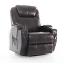 Masážní polohovací křeslo s vyklápěním eko kůže, tmavě hnědé