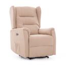 Relaxační polohovací křeslo COMFORT Ušák s funkcí masáže a výhřevu, béžová látka