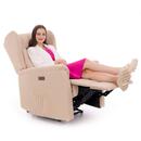 Relaxační polohovací křeslo COMFORT Ušák s funkcí masáže a výhřevu, béžová látka