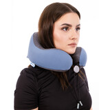 Cestovní ergonomický polštář z paměťové pěny, modrý