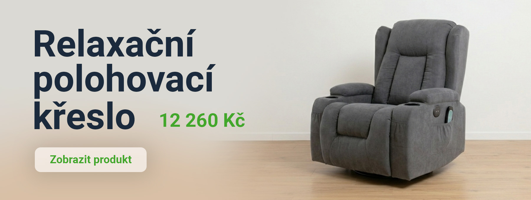 Relaxační polohovací křeslo, antracitová látka