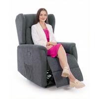 Relaxační polohovací křeslo COMFORT Ušák s funkcí masáže a výhřevu, antracitová látka