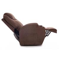 Masážní polohovací křeslo s vyklápěním látkové, tmavě hnědé