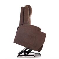 Masážní polohovací křeslo s vyklápěním látkové, tmavě hnědé