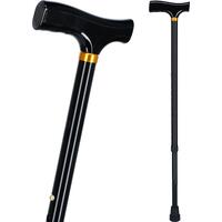 Vycházková hůl s dřevěnou rukojetí - černá