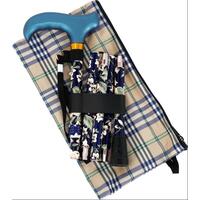 Skládací hůl květovaná modrá