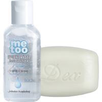Dezinfekční set – tuhé mýdlo Dex & hygienický gel Me Too, 100 g + 50 ml