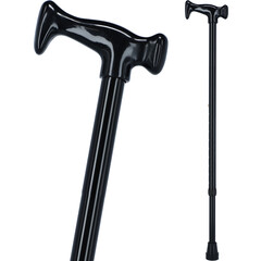 Vycházková hůl s plastovou rukojetí - černá