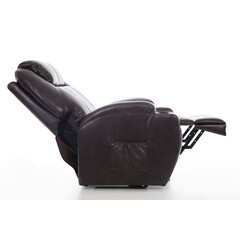 Masážní polohovací křeslo s vyklápěním eko kůže, tmavě hnědé