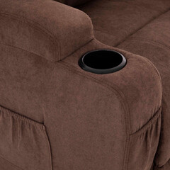 Masážní polohovací křeslo s vyklápěním látkové, tmavě hnědé