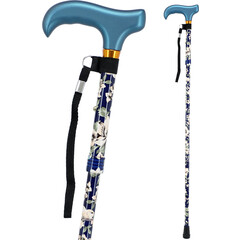 Skládací hůl květovaná modrá