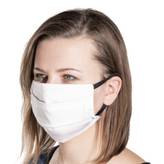 Rouška na tvář plátěnná, bílá s černou gumičkou 1 ks