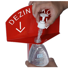Stojan červený na dezinfekci rukou, 100 cm