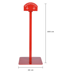 Stojan červený na dezinfekci rukou, 100 cm