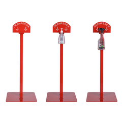 Stojan červený na dezinfekci rukou, 100 cm