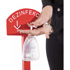 Stojan červený na dezinfekci rukou s dezinfekčním gelem Me Too, 500 ml