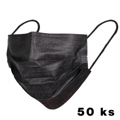 Rouška na tvář s gumičkou - chirurgická černá, 50 ks