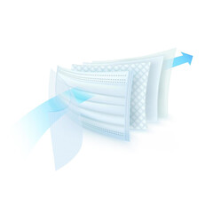 Čtyřvrstvá rouška na tvář s gumičkou - chirurgická, 10 ks