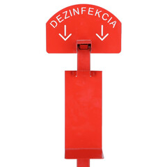 Stojan červený na dezinfekci rukou, bez dezinfekce, 110 cm