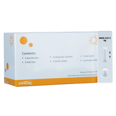 VivaDiag Antigenní certifikovaný výtěrový self test ze špičky nosu i nosohltanu na COVID-19, 5 ks