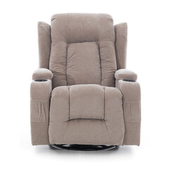 Relaxační polohovací křeslo, tmavoběžová látka