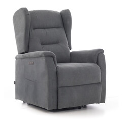 Relaxační polohovací křeslo COMFORT Ušák s funkcí masáže a výhřevu, antracitová látka