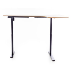 Výškově nastavitelný stůl UNIZDRAV 160x110 cm, hnědý dub – pravý roh